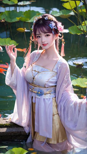 荷塘仙子汉服写真｜柔光水影中的古典美人