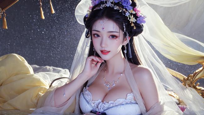 古风汉服少女写真，星夜柔纱映娇颜