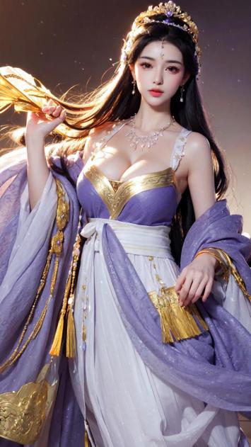 仙侠紫衣女神，金冠流苏幻梦图