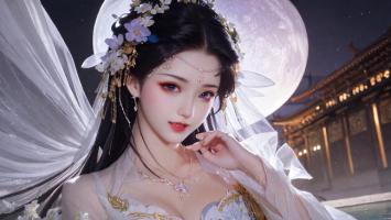 月下仙姬汉服写真，古韵飘逸梦幻唯美