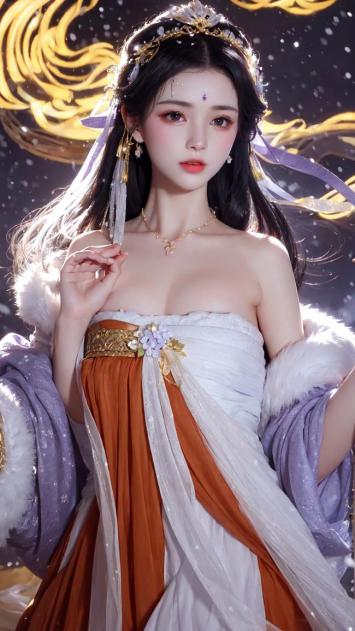 仙侠少女汉服写真，星空金龙环绕