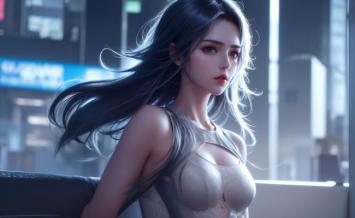 赛博朋克女战士夜景肖像