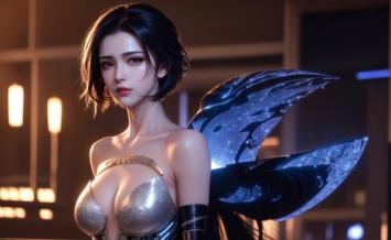 赛博朋克女战士：机械羽翼与金属战甲的视觉冲击