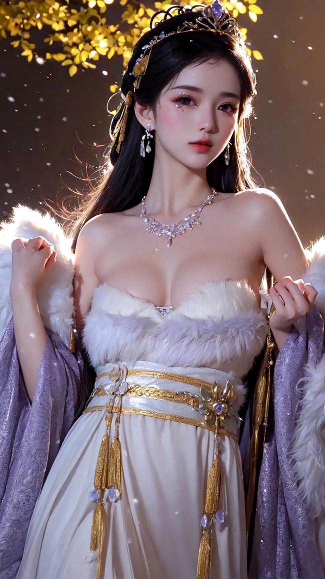 古风仙姬汉服写真，秋叶光影梦幻唯美