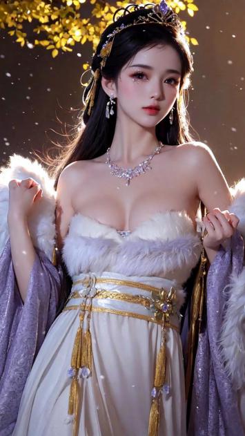 古风仙姬汉服写真，秋叶光影梦幻唯美