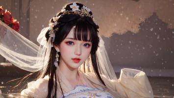 古风新娘雪中写真，柔美绝伦