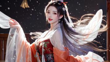 雪夜汉服美人图：古风写实美学巅峰之作