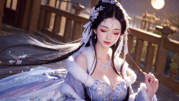 月下仙侠仕女汉服写真图