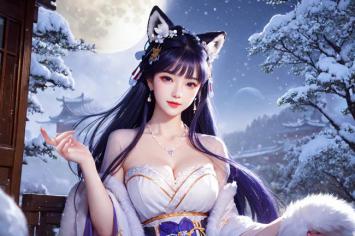 雪夜狐耳少女汉服插画