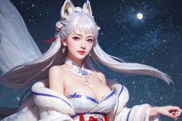 银发狐女雪夜仙踪，仙侠玄幻风唯美写真