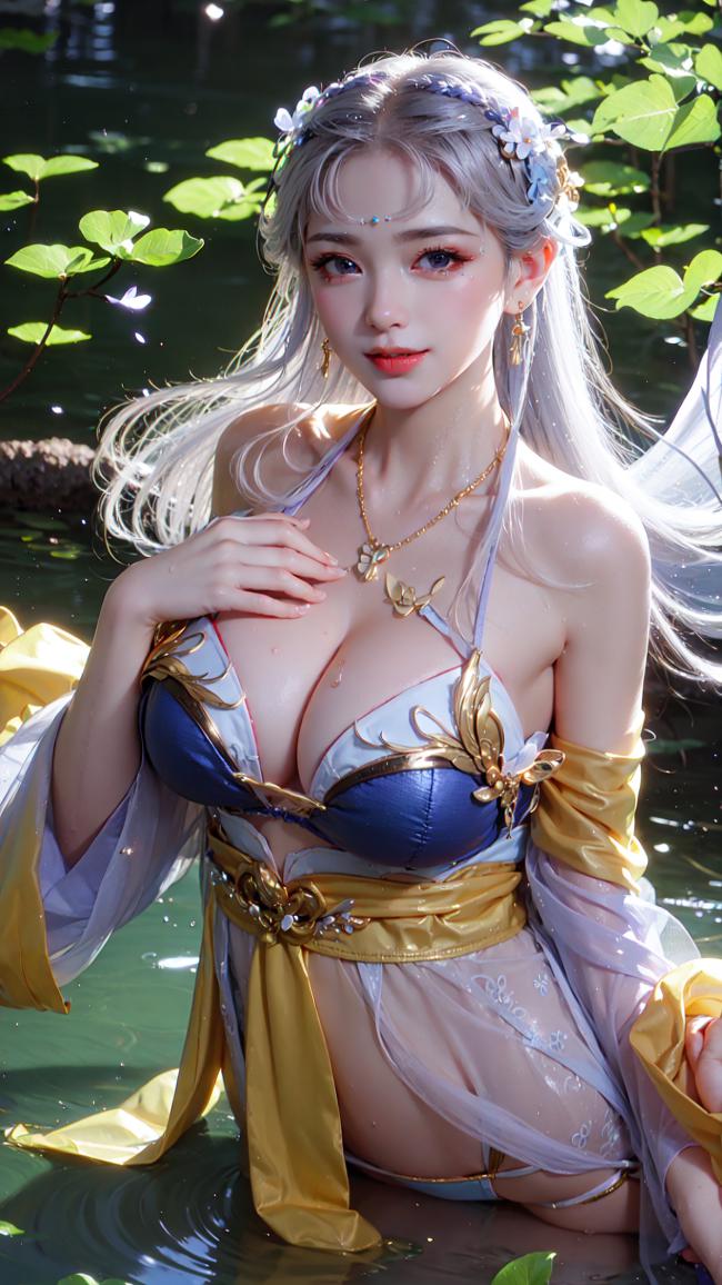 仙气汉服少女水中写真｜新中式3D渲染风格