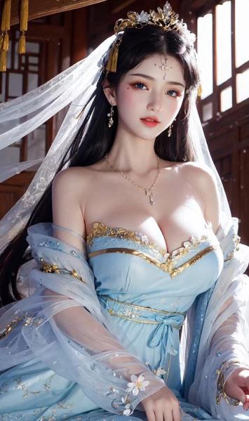 古风汉服新娘写真，柔光映衬华美头饰