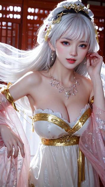 银发仙子汉服写真，光影柔美如梦