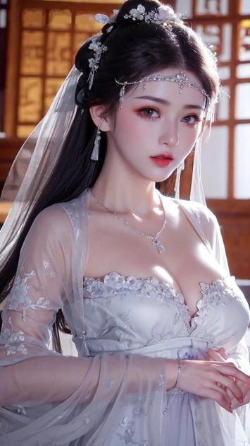 古风新娘写真：银纱华服映暖光