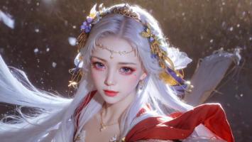 银发仙子雪中伫立，古风写真唯美动人