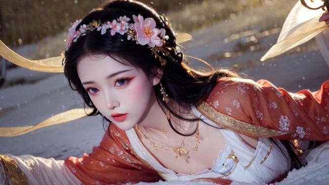 雪中古风仕女写真，柔光唯美如画