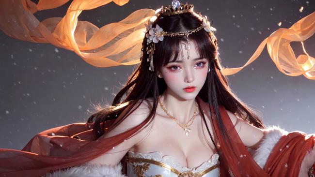 雪夜仙子汉服写真，飘带飞舞如梦似幻