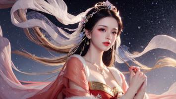 星夜仙子汉服写真，飘带飞舞梦幻如诗
