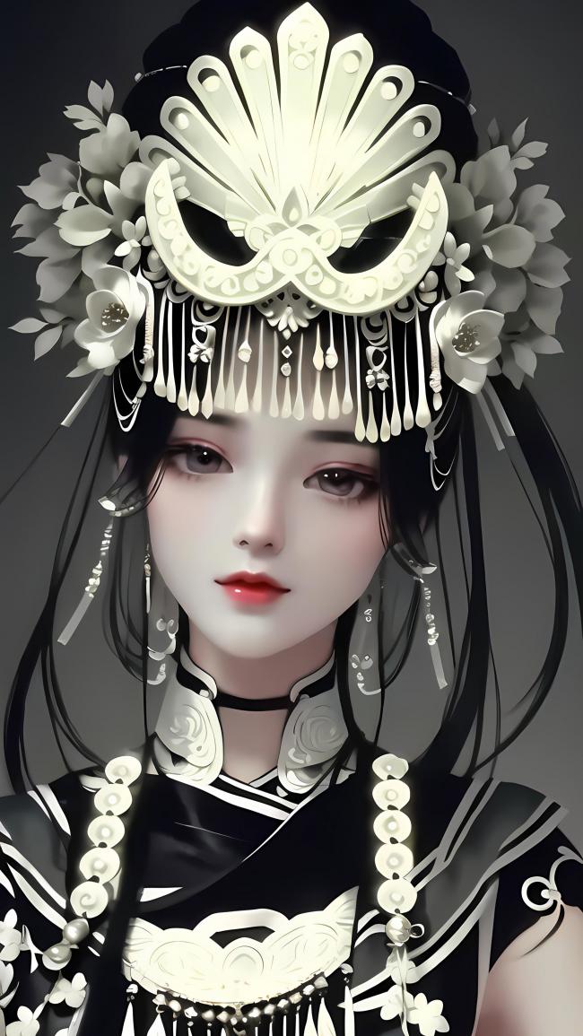 古风仕女华丽头饰写真图