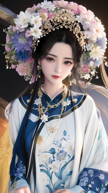 古风仕女花冠汉服写真图