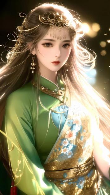 古风仙子汉服写真，金光流转梦幻唯美