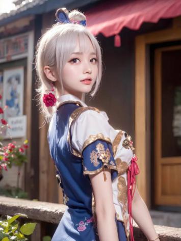 银发汉服少女古巷写真，光影柔美细节炸裂