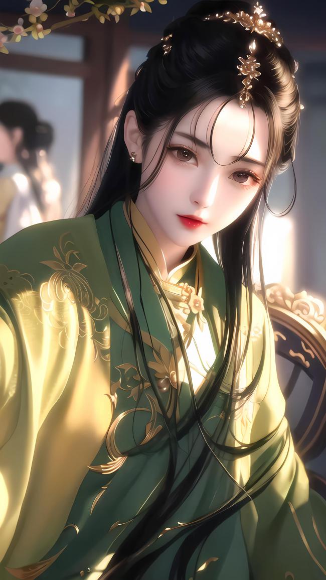 古风仕女汉服写真，柔光映面，金线绣花显华贵