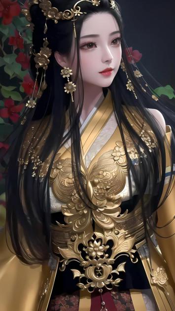 金缕华服仕女写真：古典美人光影特写