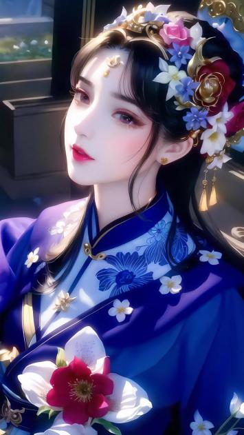 古风仕女汉服写真，花冠映月光