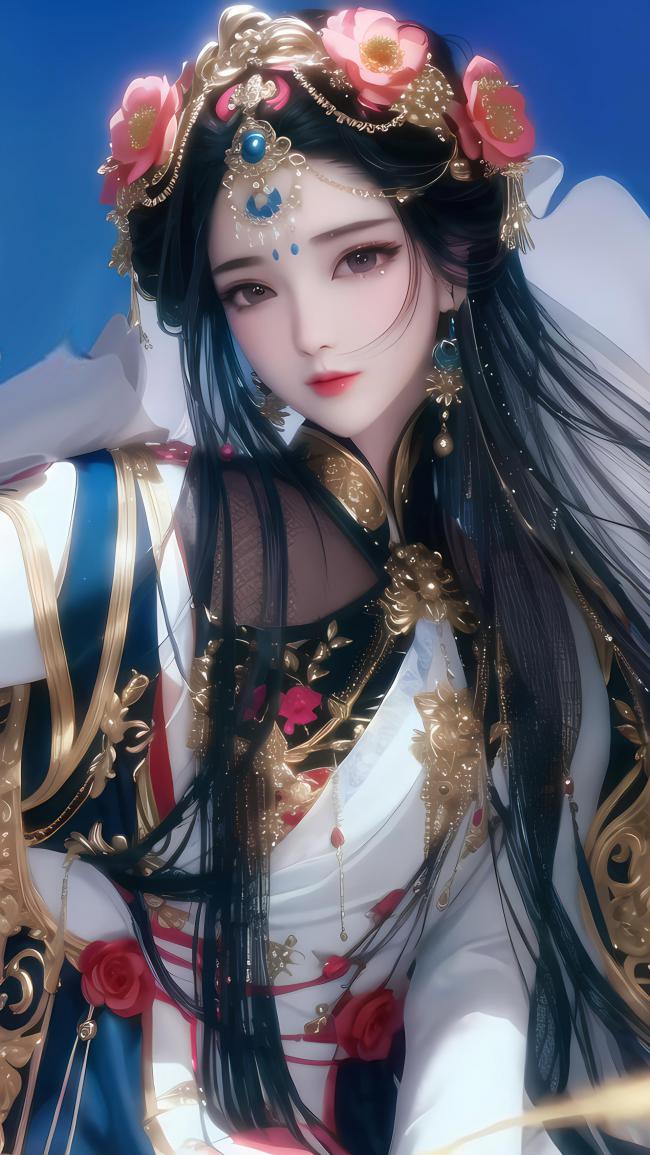 古风仕女华服写真，金冠映蓝天