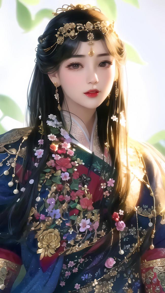 古风仕女汉服写真，金饰繁花映柔光