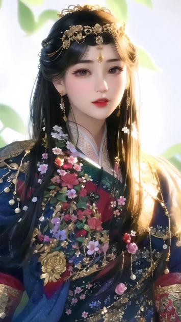 古风仕女汉服写真，金饰繁花映柔光