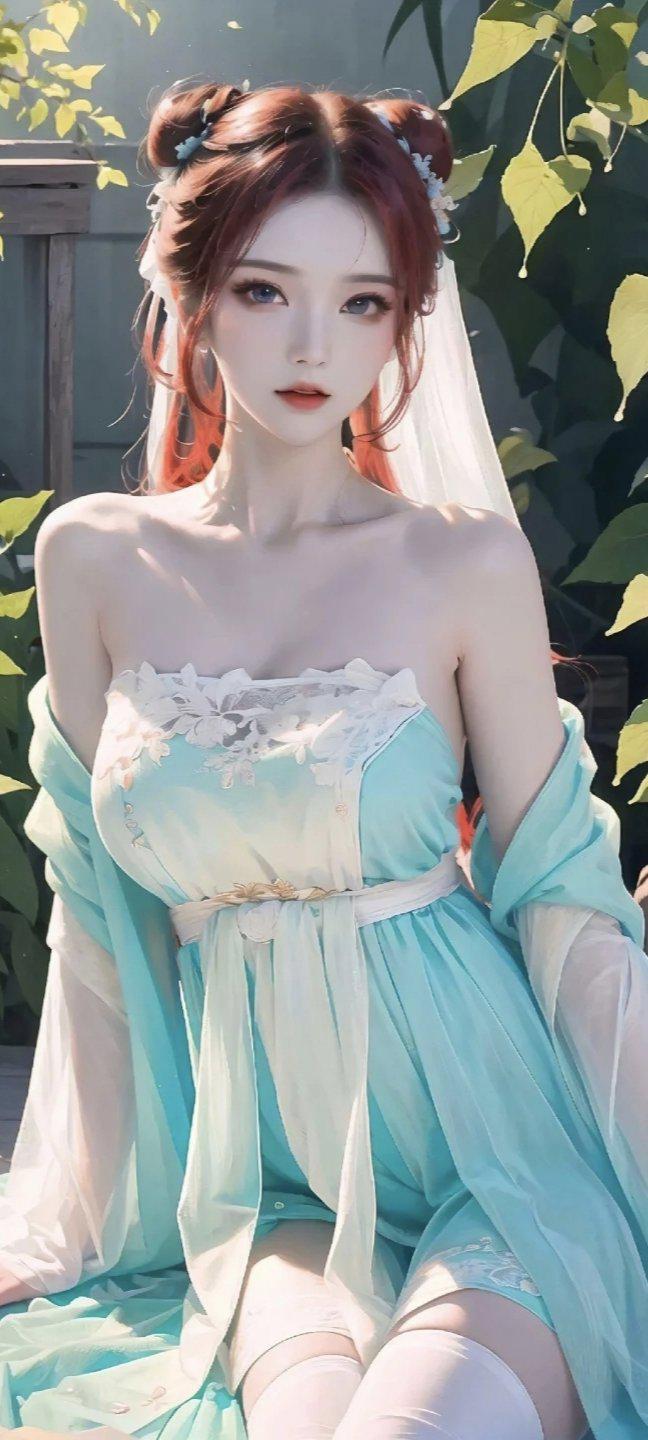 古风仕女汉服写真，柔光绿荫下的仙气少女